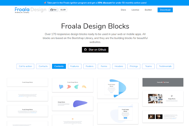 Froala Design Blocks Homepage