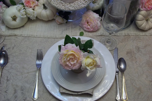 I love the rustic feel of burlap next to crystal and roses and little white