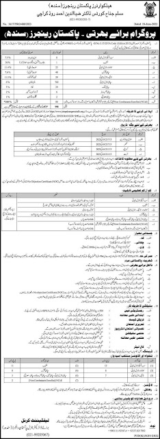 Latest Pakistan Rangrs Jobs 2023 in Sindh Headquarters Advertisement