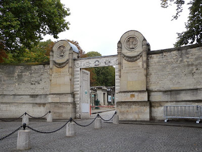 Front gate to the Pere Lachaise Cemetary in Paris, France