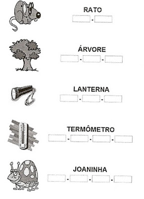 Atividade separe as sílabas - Alfabetização.