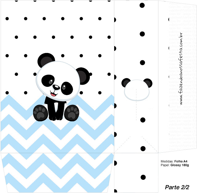 Panda in Light Blue Chevron and Black Polka Dots: Free Printable Boxes.