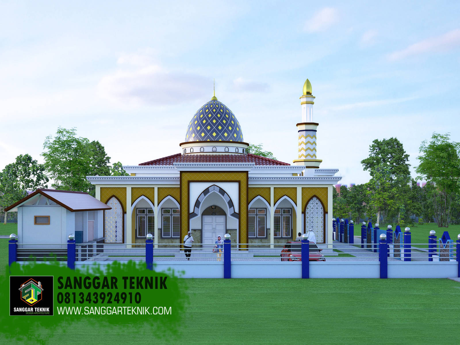  DESAIN  MASJID  MINIMALIS 15X15 1 LANTAI SANGGAR  TEKNIK 