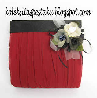 Tas Pesta Maroon Bunga Cantik