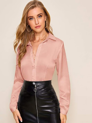 Pink and peach satin blouses