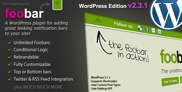 Foobar V2.34 - WordPress Notification Bars