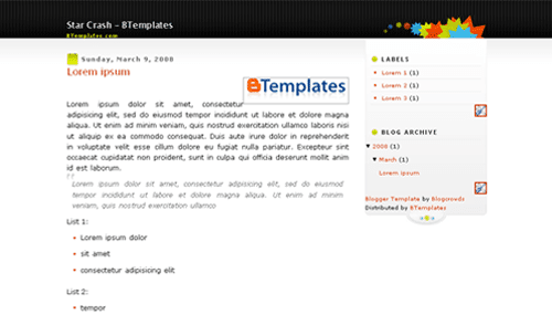 Star Crash Blogger Template