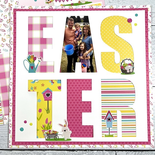 12x12 Easter scrapbook page layout for holiday photos