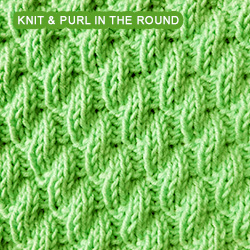 Left Diagonal Rib - knitting in the round