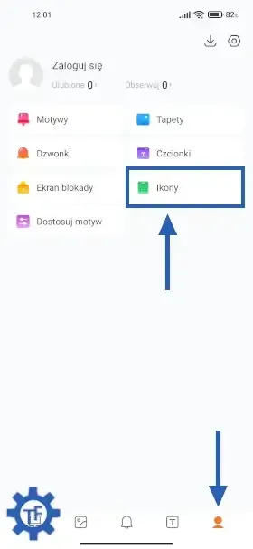 Przycisk ikony w motywach