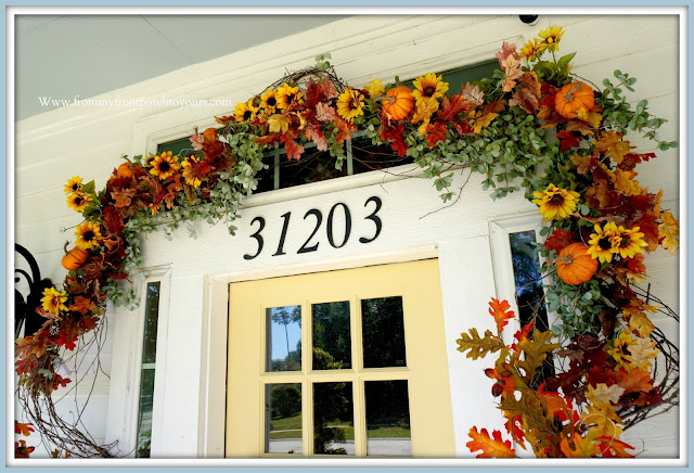 Farmhouse Cottage Style Fall Front Porch-Door Garland-From My Front Porch To Yours