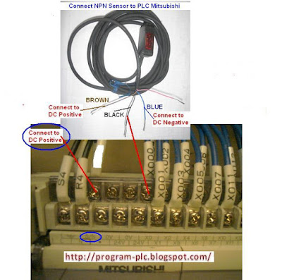 Hubungkan NPN Sensor untuk PLC Mitsubishi