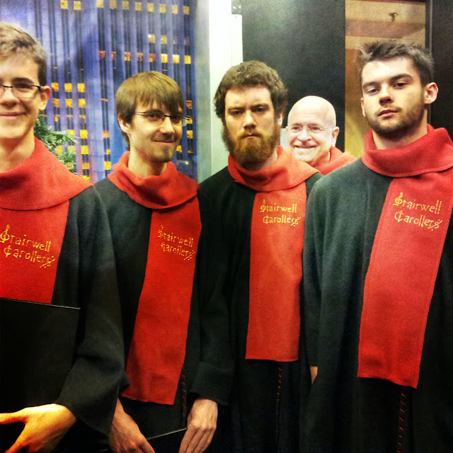 Hilarious shot of ex-Glebe students turned Stairwellers taken in Rogers Ottawa TV studio before a taping 