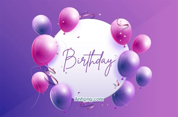 Background sinh nhật bóng bay tím pastel đơn giản
