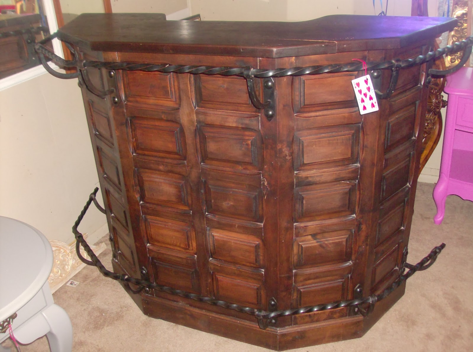 Wrought Iron and Wood Cabinet