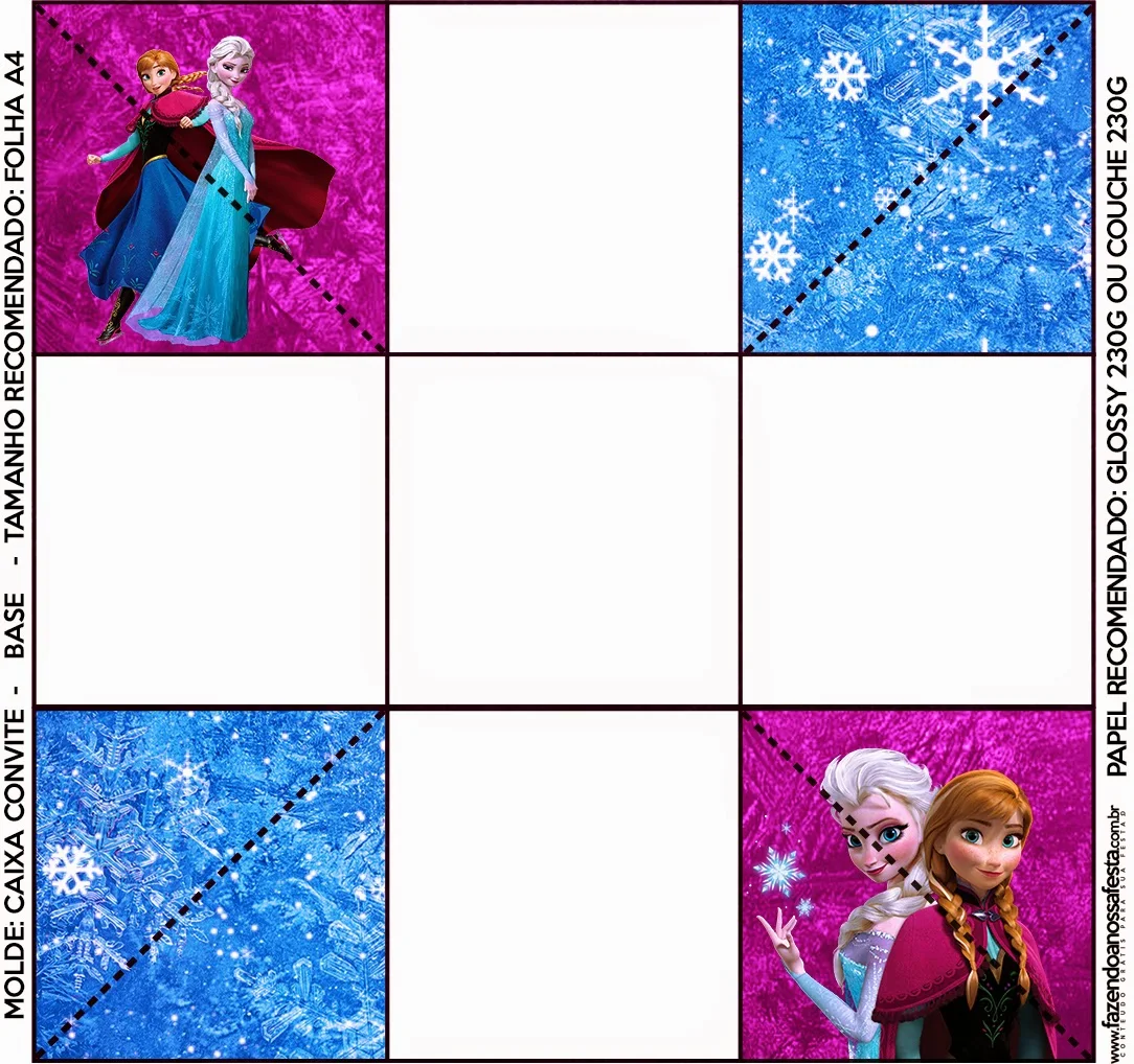Free Blue and Purple Frozen Printable  The bottom of the invitation box of Frozen