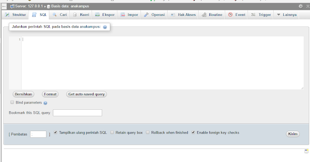 menuliskan sql di phpmyadmin