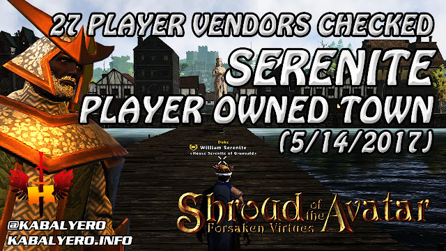 Serenite POT, 27 Player Vendors Checked (5/14/2017) 💰 Shroud Of The Avatar Market Watch