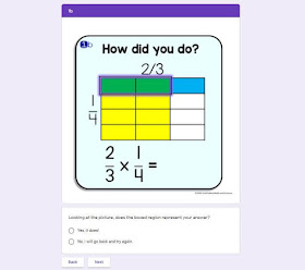 In this post I want to share with you a way to bring conceptual understanding of fraction multiplication with the area model even from afar. The interactive GOOGLE Slides resource allows you to move and overlap fractions to show fraction multiplication with the area model-- online and in color! And the editable GOOGLE Form activity lets students revise their work when working through fraction multiplication problems.