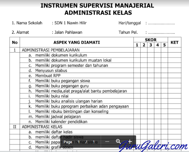 Instrument Supervisi Manajerial Guru SD