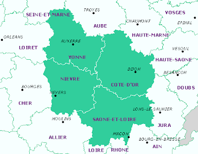 Bourgogne Carte Departement de la Ville