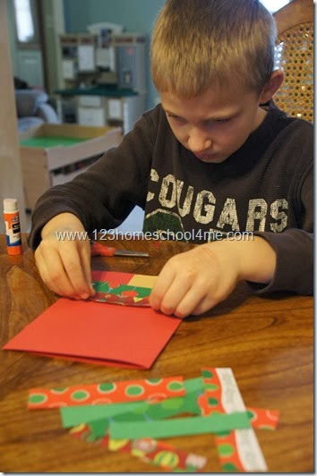 glue strips of paper on folded cardstock