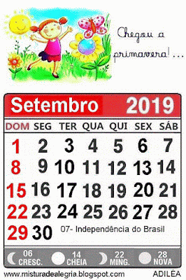 Calendário setembro de 2019