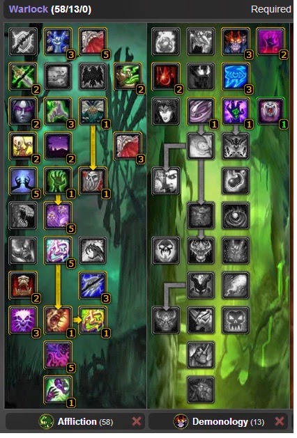 PVP AFFLICTION WARLOCK TALENT TREE WOTLK WOW 3.3.5 - GUIDE