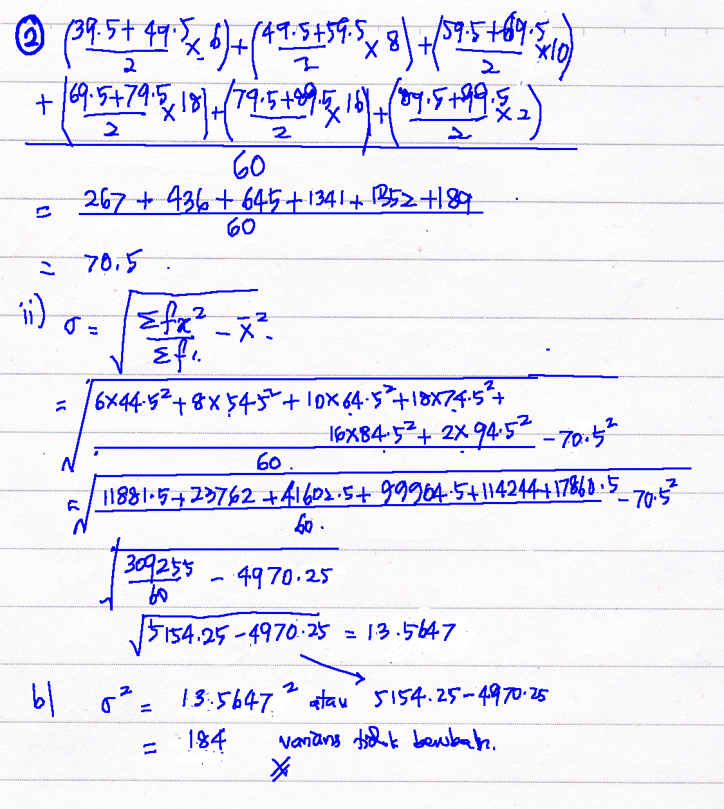 Jawapan Percubaan Spm Kelantan Matematik Tambahan Q2 Kertas 2 Statistik