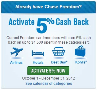 Deals Seeker: Activate Your Chase Freedom Oct 1 - Dec 31, 2012