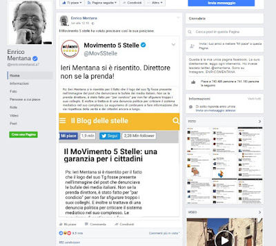 Enrico Mentana su Facebook M5S precisa