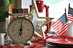 Vintage 4th of July Red White Blue Tablescape by Serendiptiy Refined