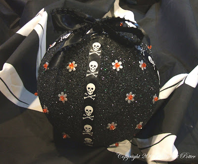 Sparkly Skull Halloween Ornament Centerpiece Copyright Margot Potter 2009