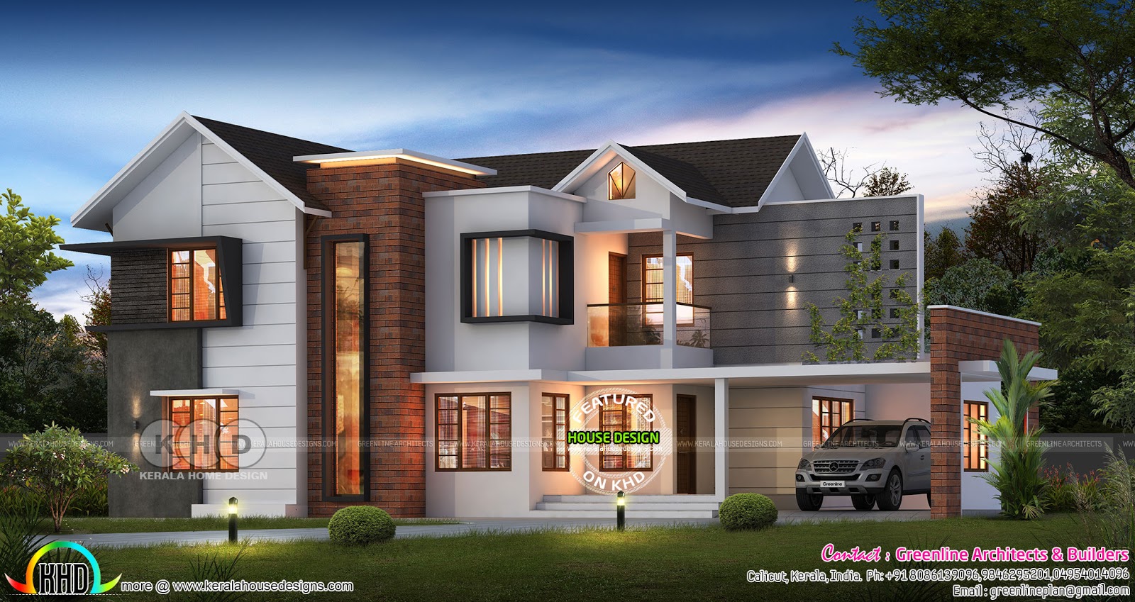  5 bedroom modern house plan  in 4100 sq ft Kerala home  