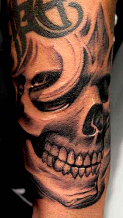 Some of the artistic of skull tattoo designs occasionally use an almost 