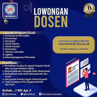 LOWONGAN DOSEN BSI