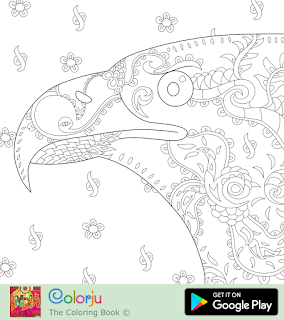 Free eagle realistic animal pattern abstract coloring pages