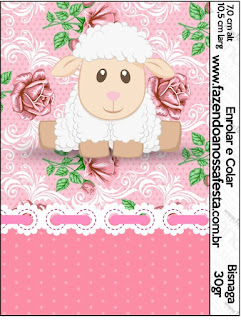 Lamb in Shabby Chic: Free Printable Candy Buffet Labels.