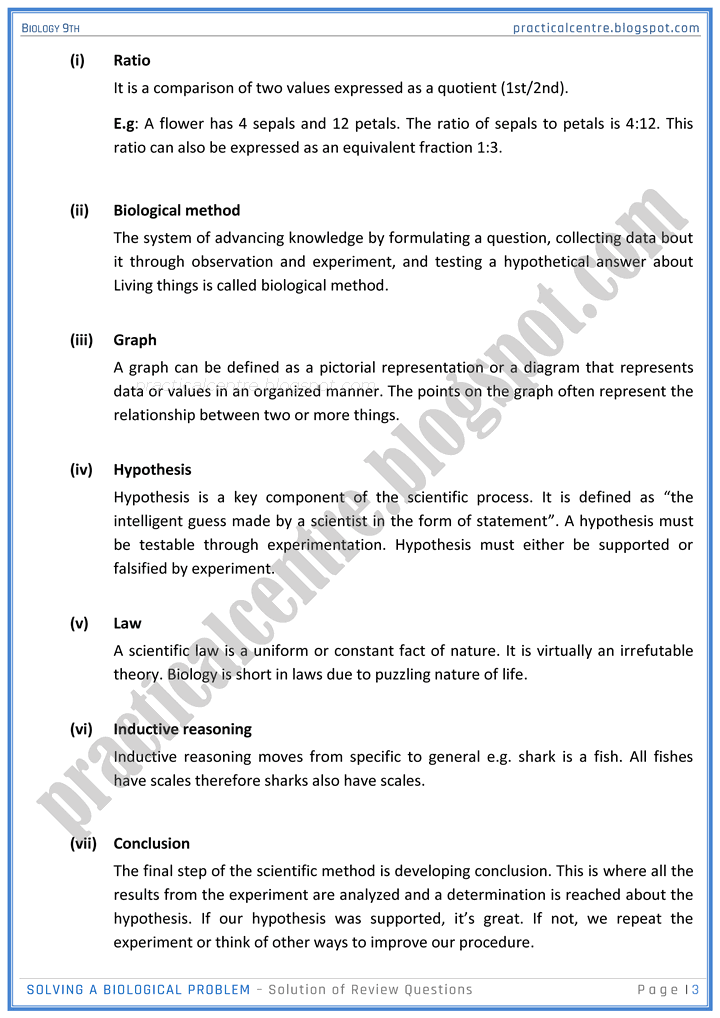 solving-a-biological-problem-review-question-answers-biology-9th-notes