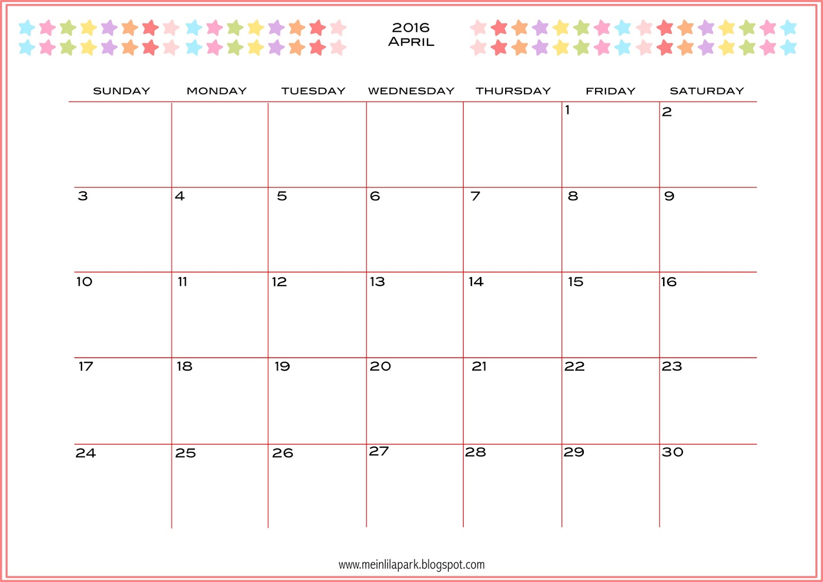 Free Printable 2016 Planner Calendar Monthly Calendar