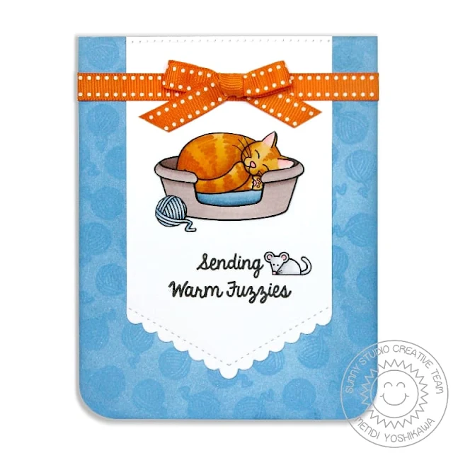 Sunny Studio Stamps: Pet Sympathy Sending Warm Fuzzies Orange Tabby Cat Card by Mendi Yoshikawa