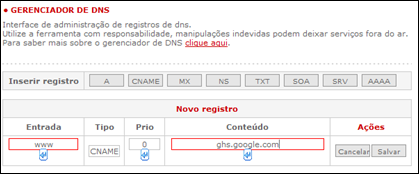 configuração DNS