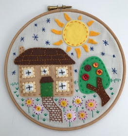 Embroidery hoop art house picture