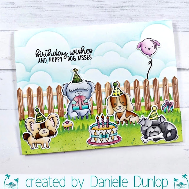 Sunny Studio Stamps: Party Pups Customer Card by Danielle Dunlop