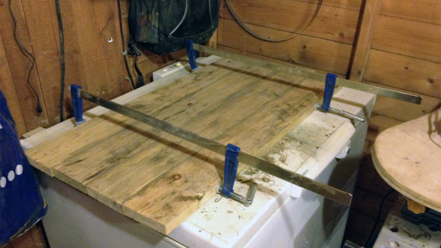 Back board connected with PVA, dowels and clamped