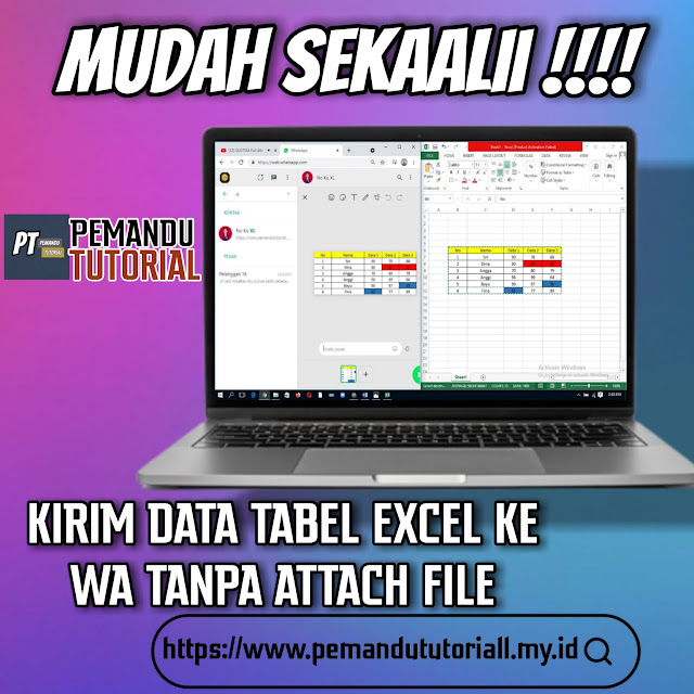 cara mengirim data tabel excel ke wa di laptop