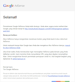 Isi email balasan diapprove google Adsense