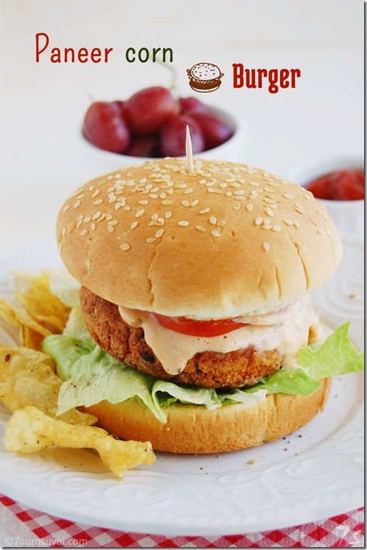 Paneer corn burger pic 2