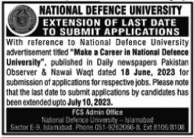 Jobs in National Defence University NDU