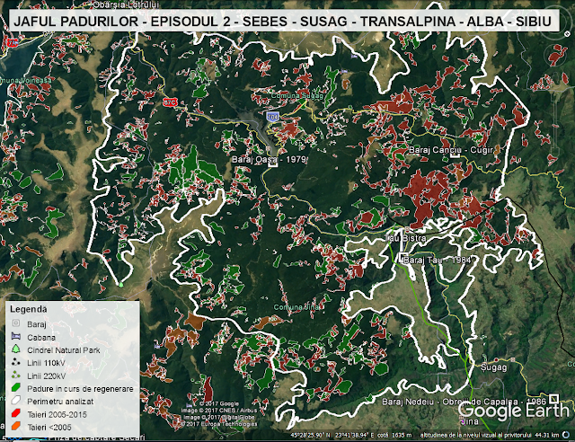 Defrisari in zona Transalpina pe raul Sebes 1990-2015